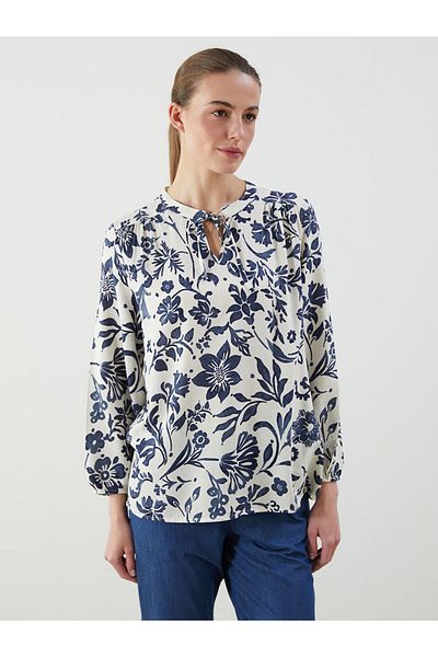 LC Waikiki Tie-Up Collar Patterned Blouse