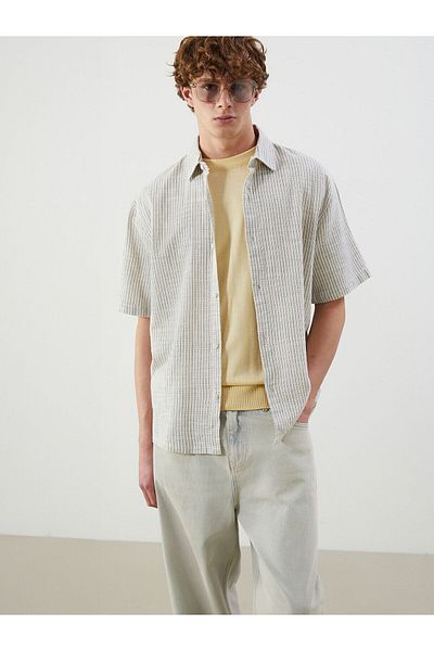 LC Waikiki Comfortable Fit Short Sleeve Striped Men's Shirt