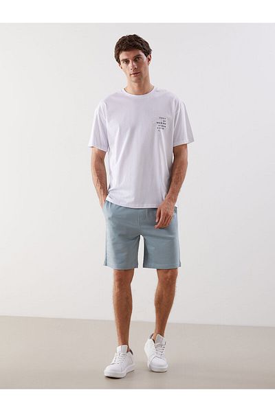 LC Waikiki Tricou pentru bărbați din bumbac pieptănat cu mânecă scurtă cu decolteu
