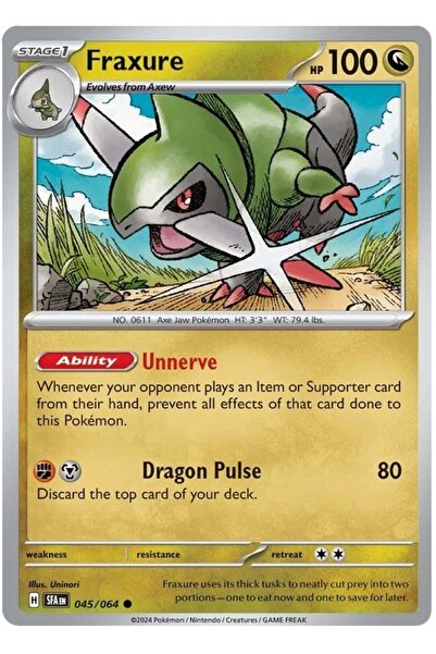 Pokemon TCG - بطاقة ألعاب Fraxure Reverse Holo 45/64 (مرخصة - مشتركة)