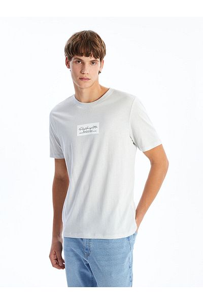 LC Waikiki Tricou pentru bărbați din bumbac pieptănat cu mânecă scurtă cu decolteu