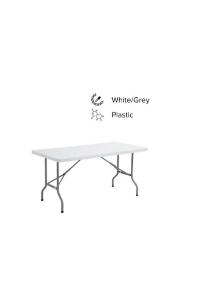 ROYAL ROSE White/Grey Rectangular Foldable Plastic Table