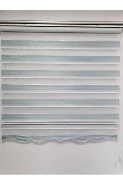 ömer ilhan zebra stor perde beyaz renkli geçişli mavi alüminyum kasalı pilise...