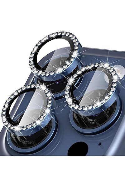 Evax (TAŞLI LENS) Iphone 15 Pro Max / 15 Pro Uyumlu Taşlı Kamera Lens Koruyucu