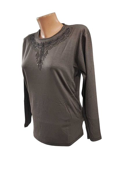 Sel Tekstil Women's Plus Size Crew Neck Mother Combed Cotton Blouse