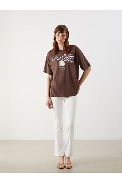 LC Waikiki Crew Neck Printed Oversize Women's T-Shirt