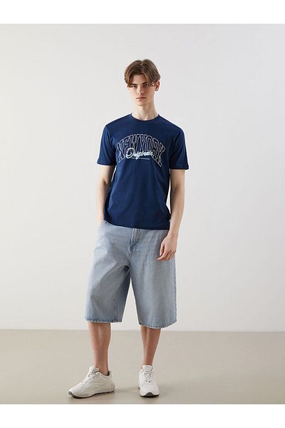LC Waikiki Tricou pentru bărbați din bumbac pieptănat cu imprimeu New York cu gât crew