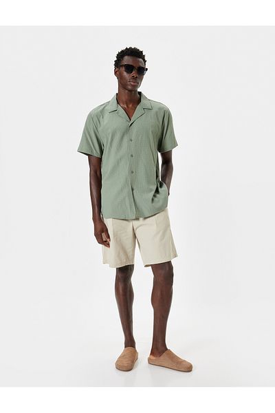 Koton New Season Fabric Shorts Oversize Pleated Chino Buttoned Pocket Detail