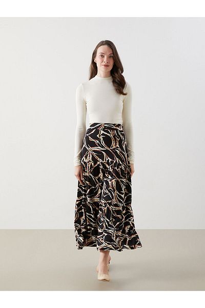 LC Waikiki Patterned Women's Skirt with Elastic Waist