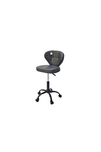 drobina Dropina Leather Swivel Office and Bar Chair, Grey