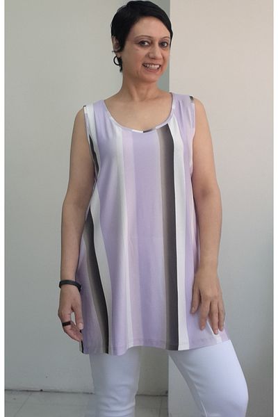Mertcan Butik Lilac White Color Thick Strap Combed Viscose T-Shirt