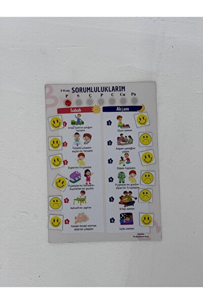 Coachbe 3-6 yaş rutin tablo