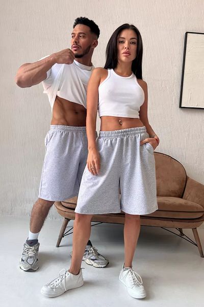 vladivosto Summer Loose Fit Black Gray High Waist Elastic Bermuda Oversize Fit Baggy Plus Size Capri Shorts