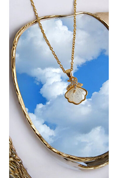 Tilde Women's Real Steel Necklace Sea Star & Oyster Pendant Gold Color 316L S...
