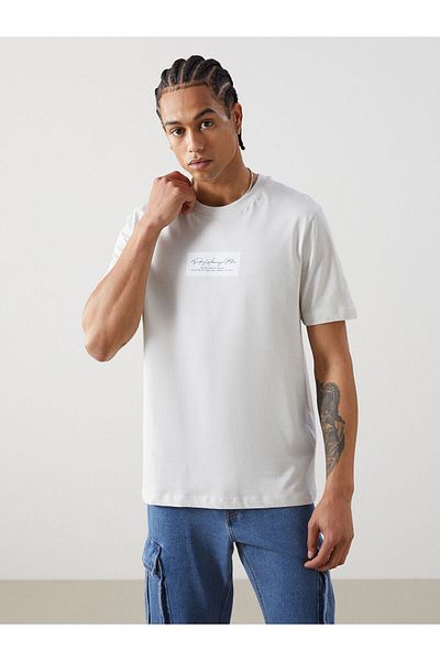 LC Waikiki Tricou pentru bărbați din bumbac pieptănat cu mânecă scurtă cu decolteu