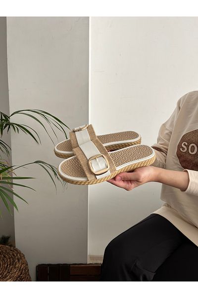 Behtah Kundura Γυναικεία καλοκαιρινή πόρπη Λεπτομερείς γυναικείες παντόφλες Σανδάλια Άνετη ελαφριά σόλα