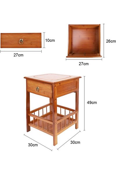Cady One Two-Tier Wooden Side Table with Drawer and Storage Shelf 30*30*49cm