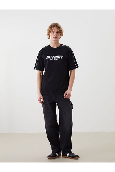 LC Waikiki Tricou pentru bărbați din bumbac pieptănat cu mânecă scurtă cu decolteu