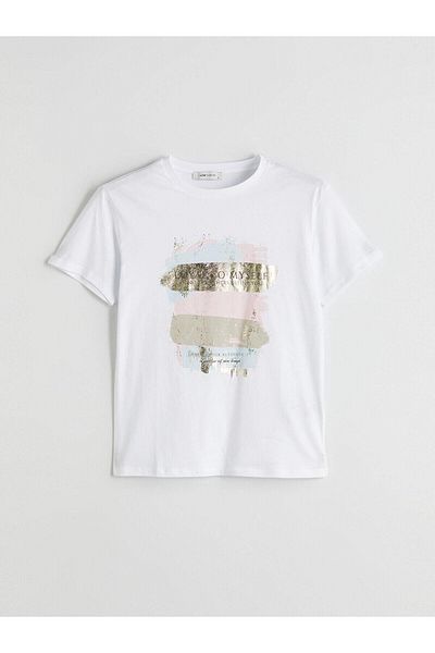 LC Waikiki Tricou pentru femei cu imprimeu cu gât crew LCW Vision (S5)