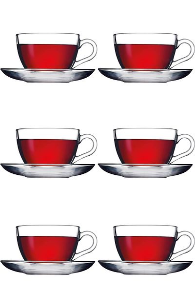 Paşabahçe طقم اكواب شاي وقهوة أساسية 6 قطع 238 مل - 12 قطعة - 6 أفراد - 97948