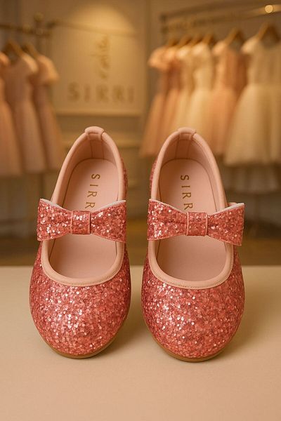 SIRRI Girl's Bonita Bow Glitter Ballerina Shoes