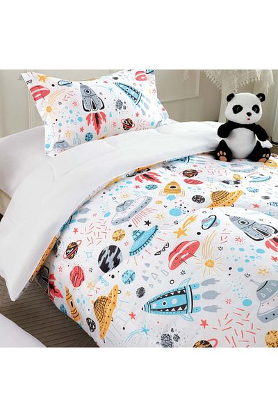 Alhabib bedding Timon Summer Single and a Half Baby Bedspread, White, Multi-Print, 5 Pieces