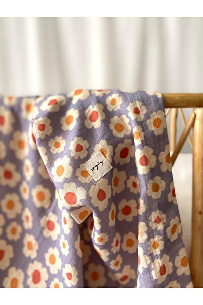 Zezig Daisy- Blue Muslin Blanket