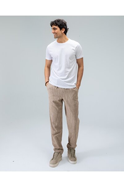 Tt Line Linen Oversize Elastic Waist Lace-Up Men's Trousers