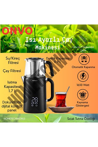 ONVO Electric Digital Control Panel Tea Maker with Heat Adjustment