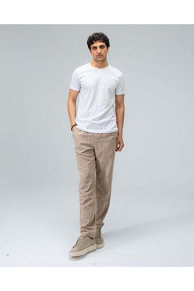 Tt Line Linen Oversize Elastic Waist Lace-Up Men's Trousers