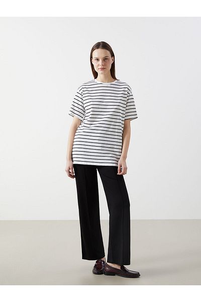 LC Waikiki Tricou de damă cu dungi cu gât