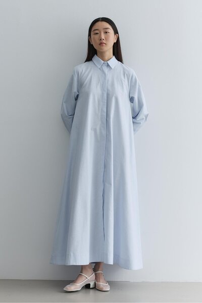 Fahhar Oversize Gömlek Elbise Mavi