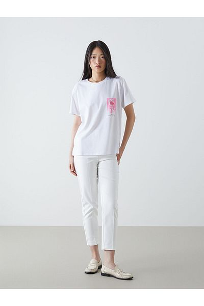LC Waikiki Tricou de damă din bumbac pieptănat cu decolteu