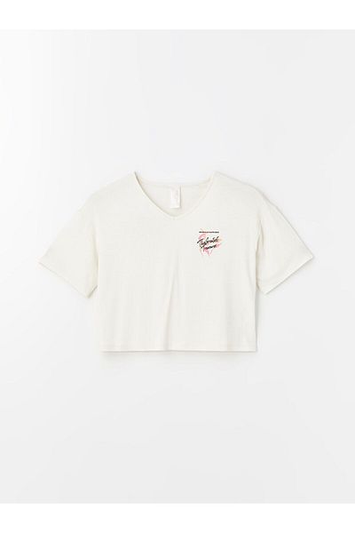 LC Waikiki Top de pijama pentru femei cu mâneci scurte cu decolteu în V
