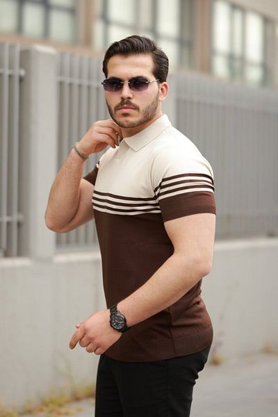 Moka Shopin Mokashopin Men's Collared Piece Color Short Sleeve T-Shirt