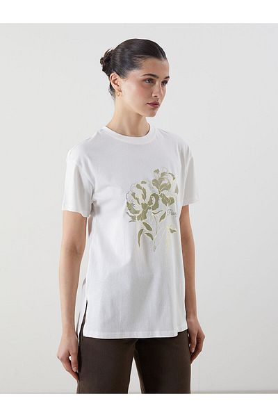 LC Waikiki Γυναικείο φλοράλ μπλουζάκι Crew Neck