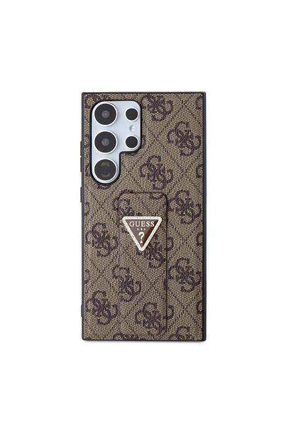 Guess Case For Samsung Galaxy S24 Ultra, Grip Stand 4g Triangle Strass, - Brown