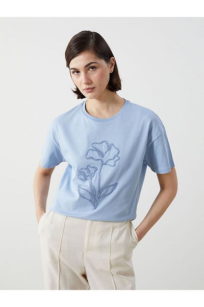 LC Waikiki Tricou de damă cu gât cu flori
