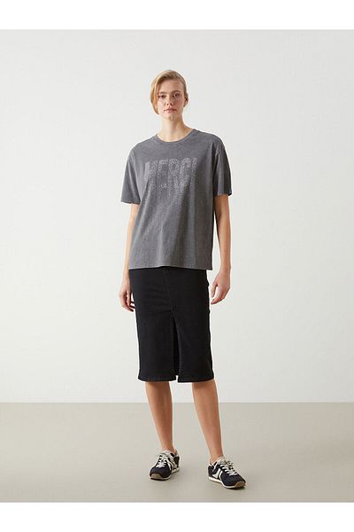 LC Waikiki Γυναικείο μπλουζάκι Crew Neck Stoned Oversize