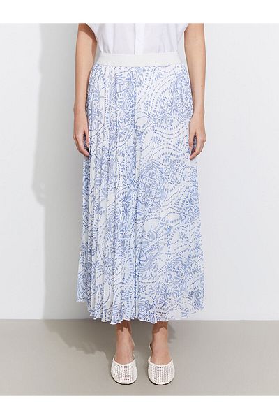 LC Waikiki Patterned Women's Chiffon Skirt with Elastic Waist