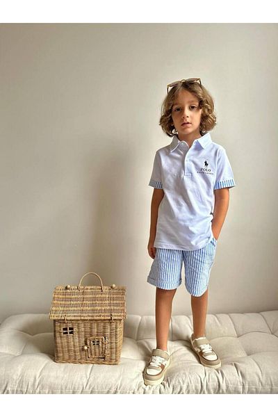 YİGİT BUTİK Yigit Butik Lacos Fabric Striped Shorts Boy's Suit