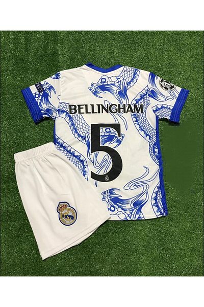 DAYIBALI DÜKKAN Dayibali Rm 2024/25 Season Snake Patterned Jude Bellingham Kids Jersey 4 Pcs (Set with Embroidered)