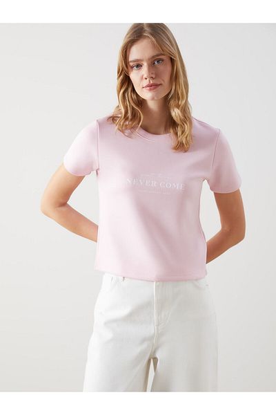 LC Waikiki Γυναικείο μπλουζάκι με στάμπα Crew Neck