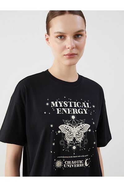 LC Waikiki Γυναικείο μπλουζάκι με στάμπα Crew Neck