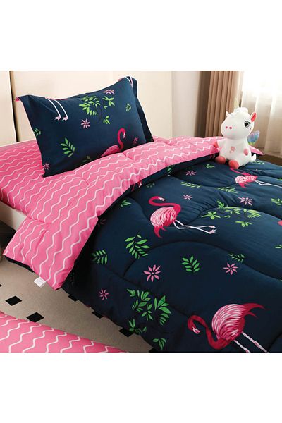 Alhabib bedding Timon summer single and a half baby mattress, navy and pink, 5 pieces