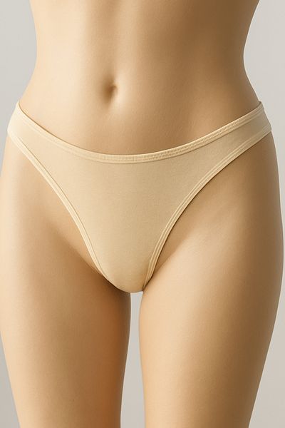 LİBELLA İÇ GİYİM 100% Cotton Women's Thong Panties 3 Pack – Beige, Navy Blue and Red Colors