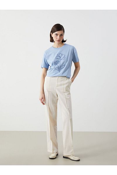 LC Waikiki Tricou de damă cu gât cu flori
