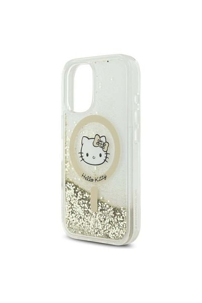 Hello Kitty Carcasă pentru iPhone 16, Hardcase cu sclipici lichid, Hello Kitty - Alb