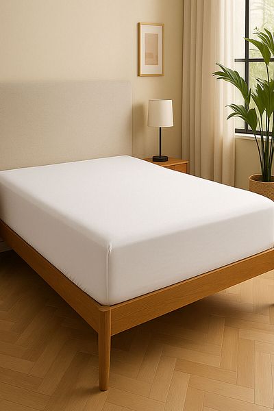 EFFE 140 X 200 cm Plain Cotton Single Elastic Fitted Combed Bed Sheet