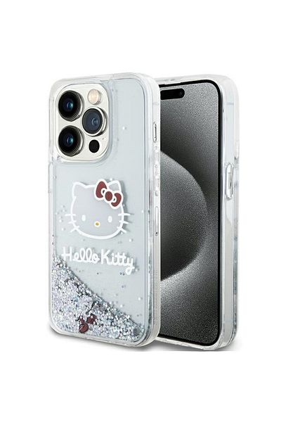 Hello Kitty Carcasă pentru iPhone 14 Pro Max, cu sclipici lichid, Hello Kitty - Argintie